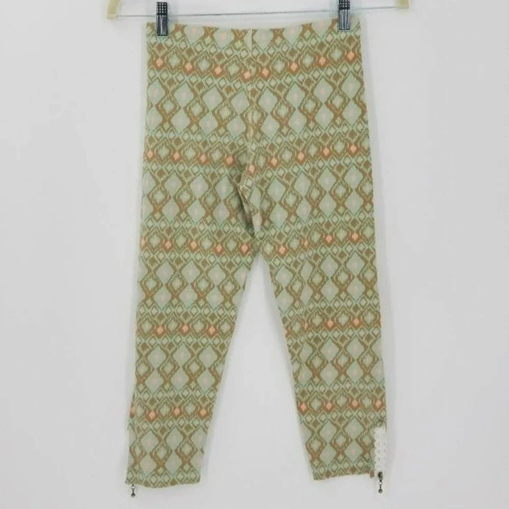 Matilda Jane Girl's Diamond Pattern Zip Lace Cuff Crop Leggings Blue Size 12